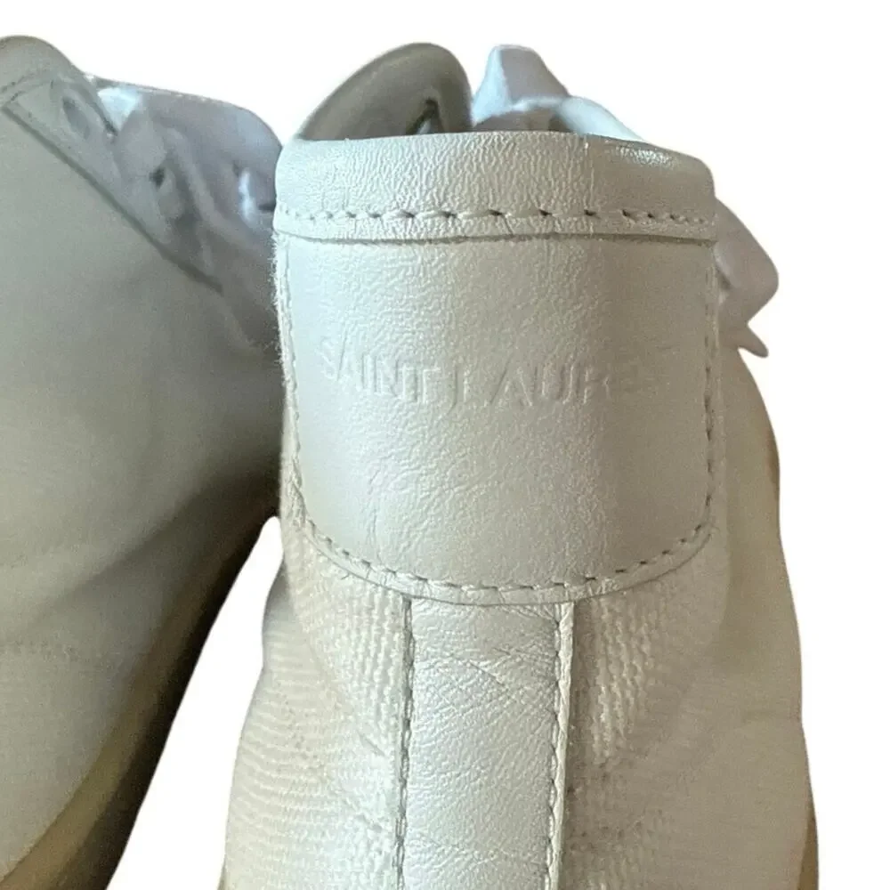 Saint Laurent White SL/39 Mid-Top Canvas Fashion Sneakers Size EU 36 US 6 - Picture 7 of 10